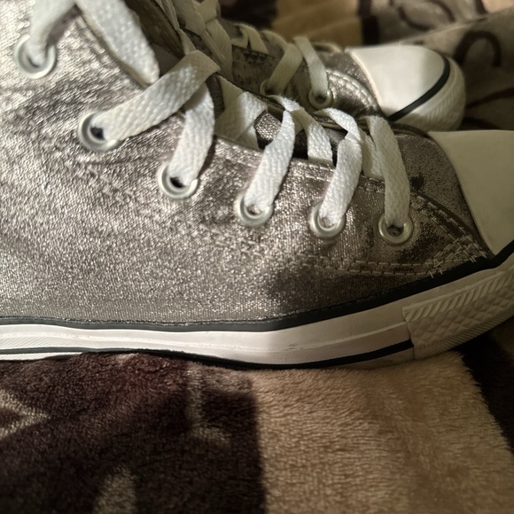 Converse Metallic Silver High-Tops - Picture 6 of 7